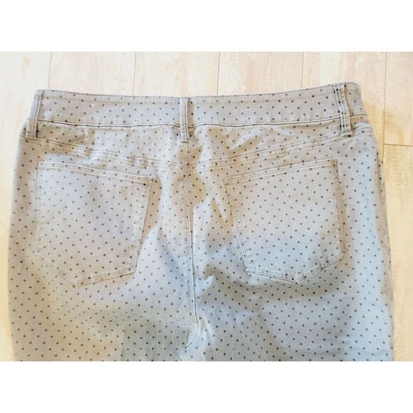 Chico's 3 Jeans Gray Black Polka Dot Taper Leg Zip Button XL Stretch 5 Pocket - Picture 5 of 7